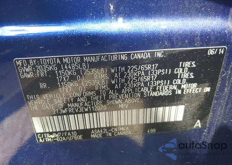 2014 Toyota Rav4 Xle z USA, uszkodzony, nr VIN 2T3WFREV3EW112070